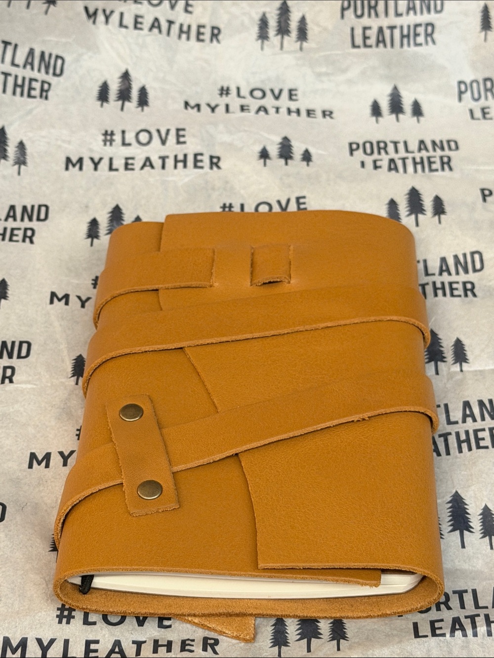 New Unused Portland Leather Small Wrapped Leather Journal in Mango - Picture 2 of 4